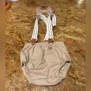 Baby boy photo prop suspenders and bow tie